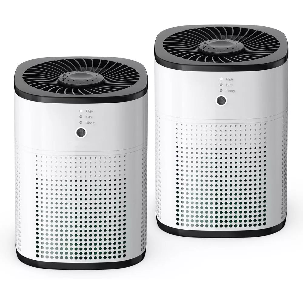 2‑Pack Compact Air Purifiers with H13 HEPA Filtration